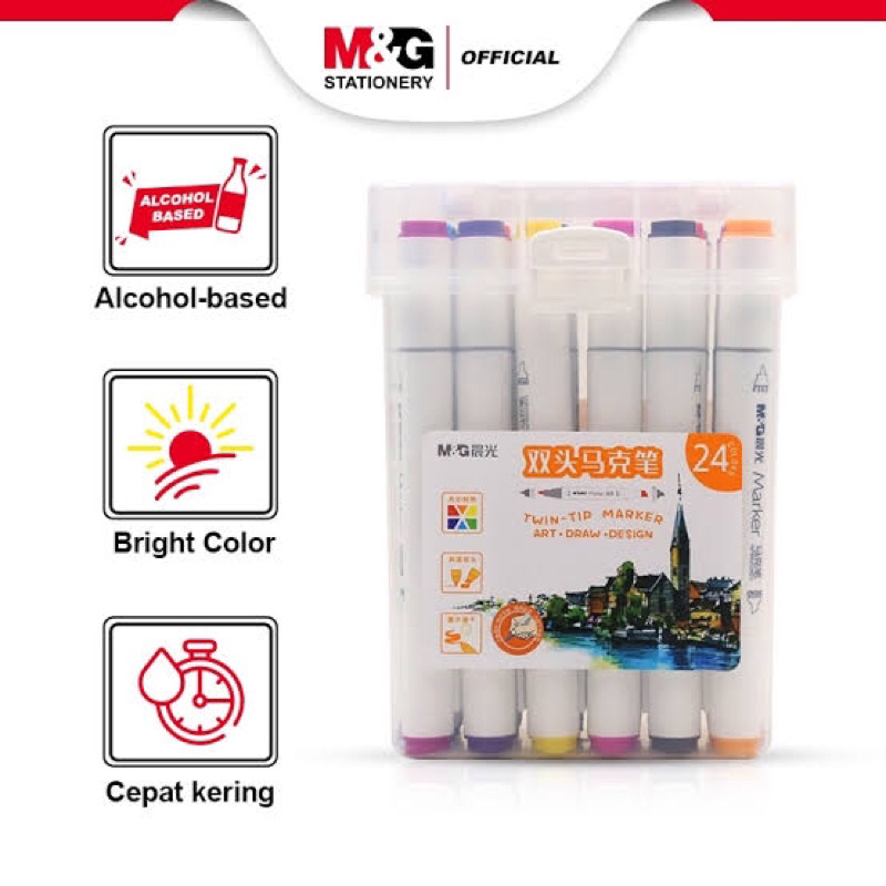 

M&G Stationery Twin Tip marker / Stabilo warna spidol mewarnai pensil warna pewarna air art