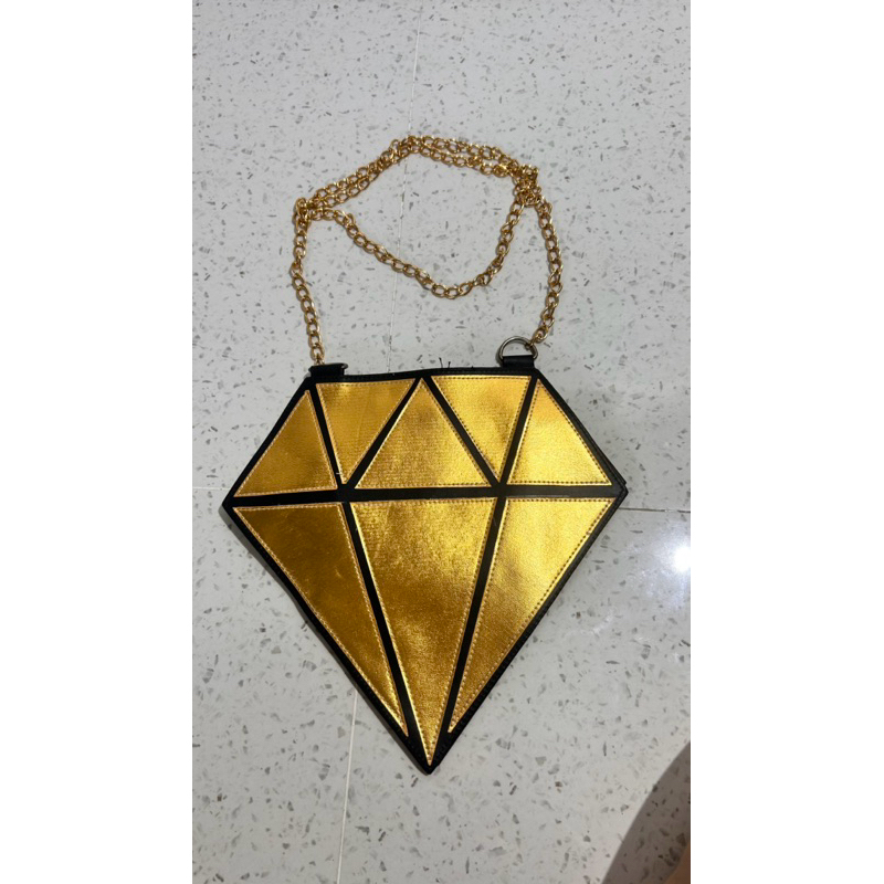 Tas Selempang Emas Geometris Hitam Prelove