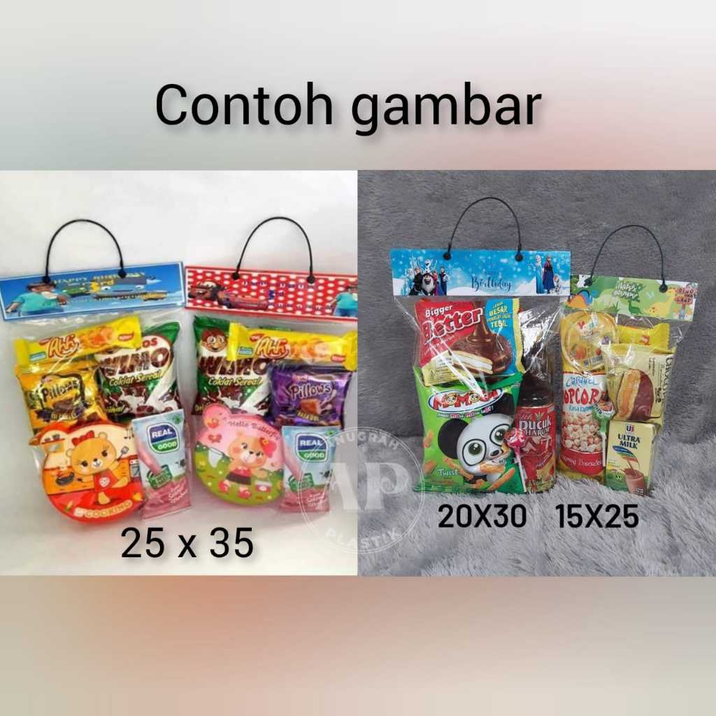 

Plastik Snack Ulang Tahun / Kemasan Snack LABEL ULTAH / Tas plastik PER PACK