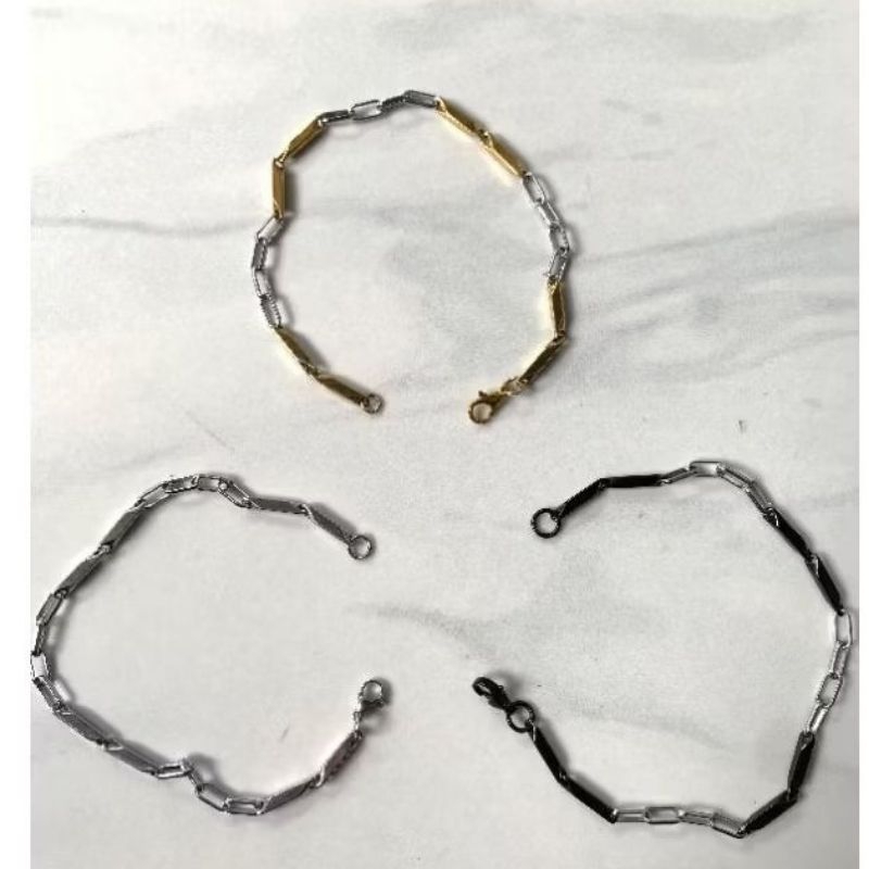 GELANG TITANIUM MODEL PADI KOMBINASI RANTAI KOTAK