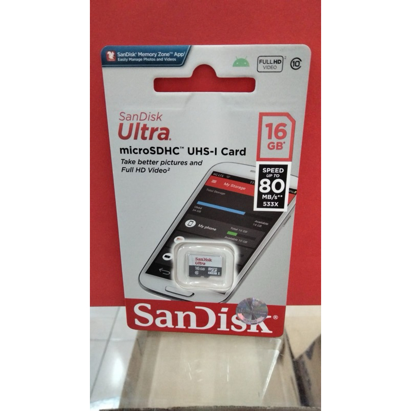 MicroSD Card 16Gb Sandisk Ultra