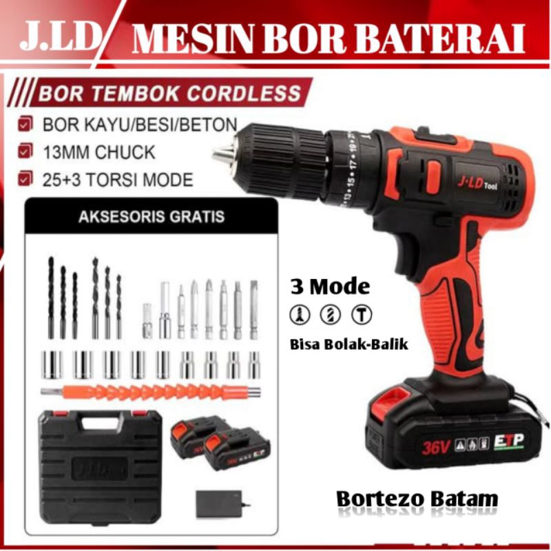 Mesin Bor Baterai 36VF Chuck 13mm ll Cordless Hand Drill ll Bor Baterai Batam
