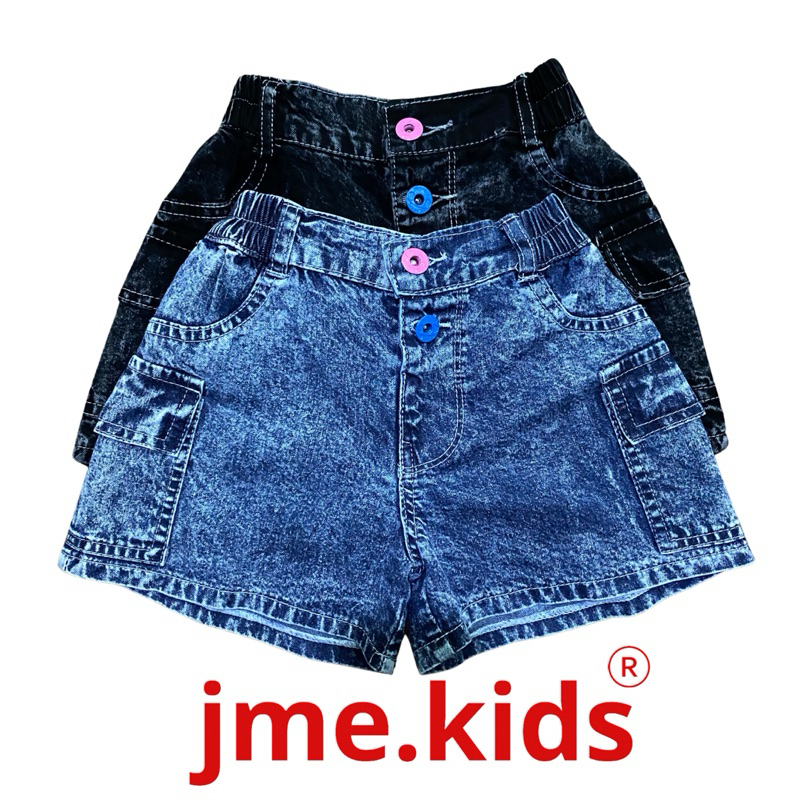 JME Kids - Hotpant Cargo Bahan Jeans Untuk Anak perempuan Usia 2th-7th