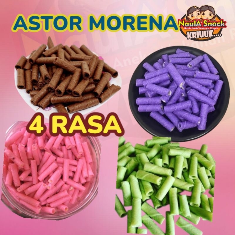 

Astor Mini Morena 500g 4 Varian Rasa coklat pandan blueberry strawberry