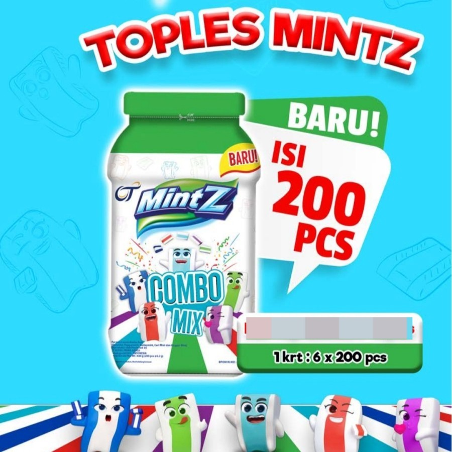 

Permen Toples Mintz isi 200pcs combo mix