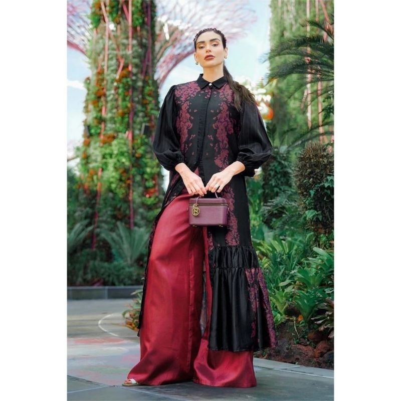 Benang Jarum - Aquila Tiered Dress - Crimson - S   ( PL )