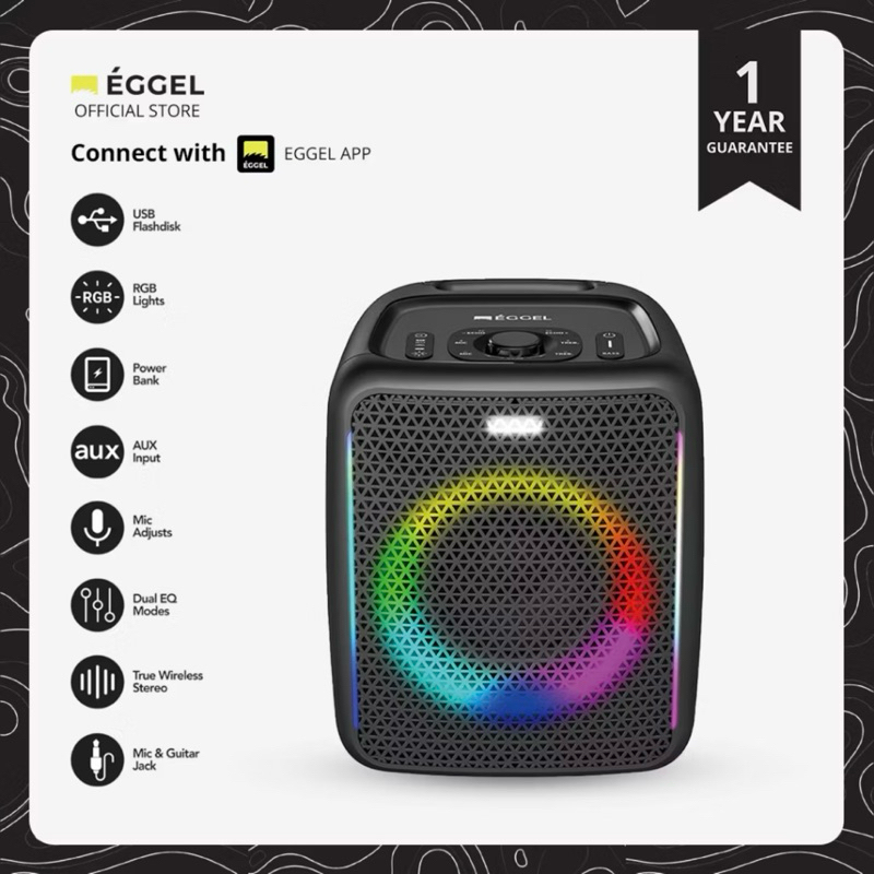 Eggel Fortis 2 Portable Bluetooth Party Speaker with RGB Lights