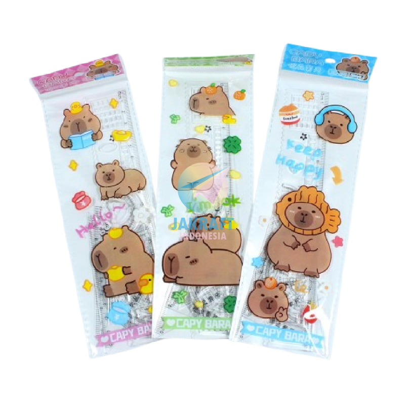 

(4 Pcs) Paket Set Penggaris Matematika CAPYBARA OZ-108 / SPACE ZX-014 / THREE ZO-116 / RABBIT ZX-027 Panjang 20 Cm Busur Siku Mistar Math Set Ruler Kapibara Tebal Bening Clear