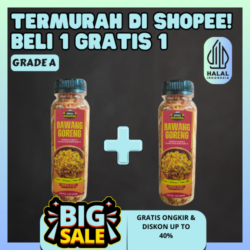 

PROMO Bawang Goreng Original GRADE-A Beli 1 Gratis 1 Bagor Kriuk Garing Manis Gurih Nikmat Enak