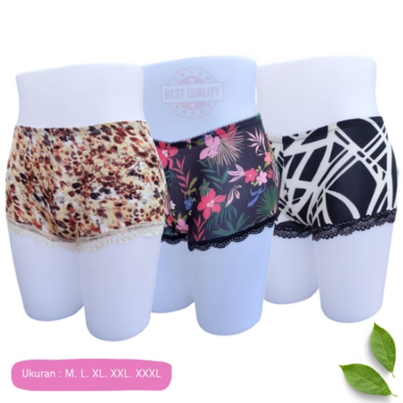 Celana Dalam Wanita Jupe Motif / CD Wanita segiempat / Boxer Wanita Jumbo L. XL. XXL. XXXL