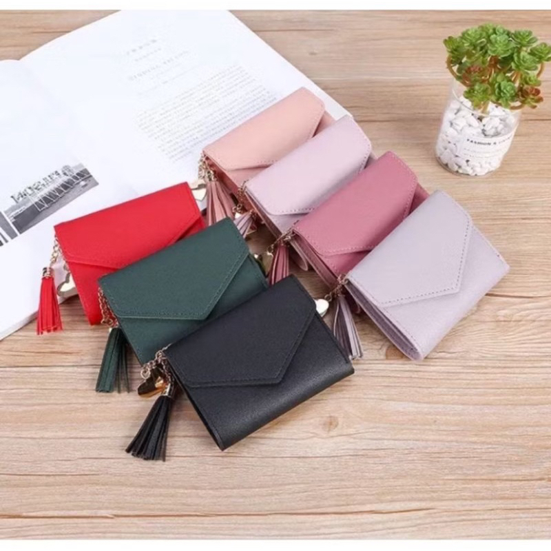 Dompet Kecil Polos Lipat Cewek Wanita Fashion Korea
