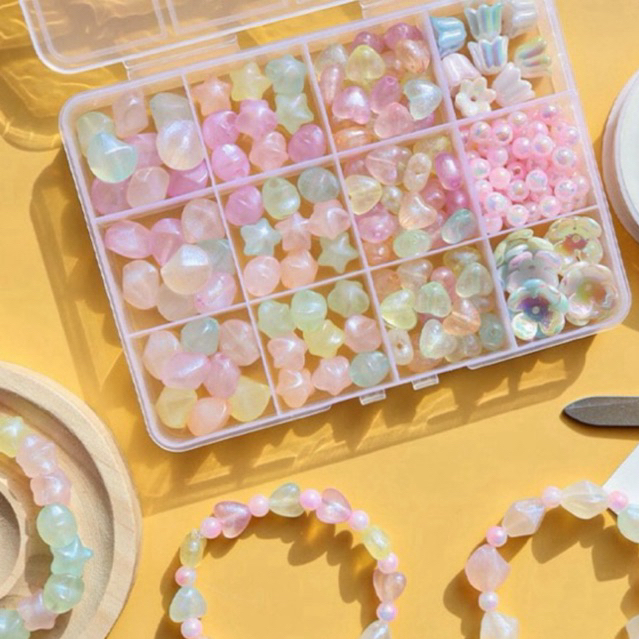 Mute Kristal Kilat Mote Bulat Kristal Model Manik Manik Bulat Kristal Ice Mote Bunga Pastel Frosted 