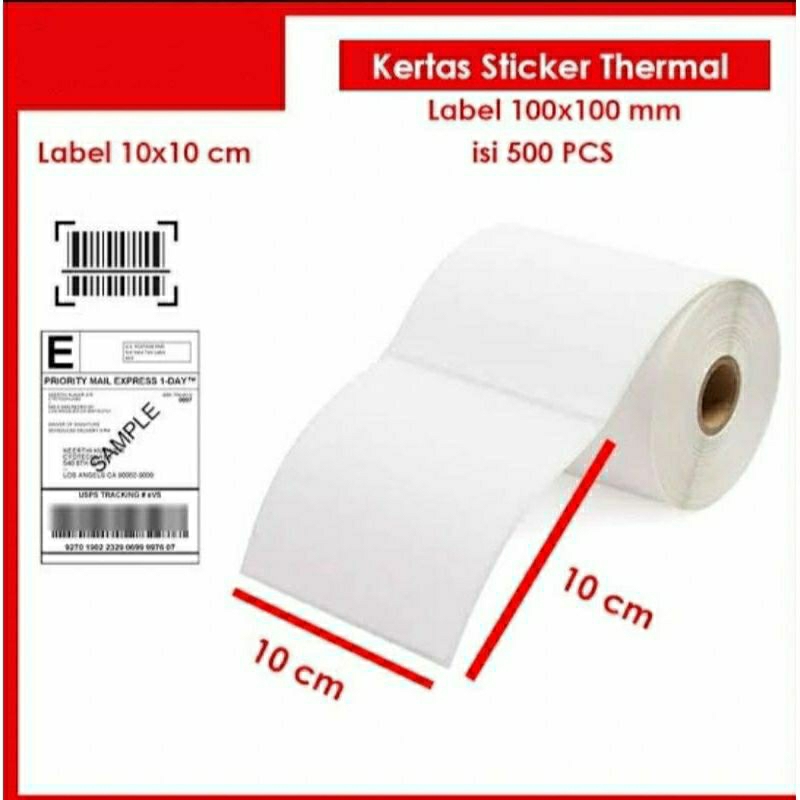 

Resi thermal sticker label 100x100 isi 500 pcs A7 KERTAS Sticker thermal label untuk barcode 100x100 isi 250 dan 500 lembar
