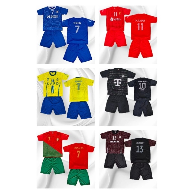 setelan baju anak anak / setelan baju club sepak bola anak anak / setelan baju sepak bola negara