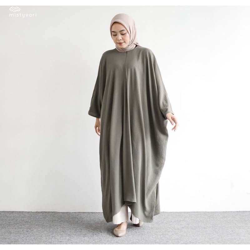 mistryvori kaftan hijau sage mewah wanita hijab dress