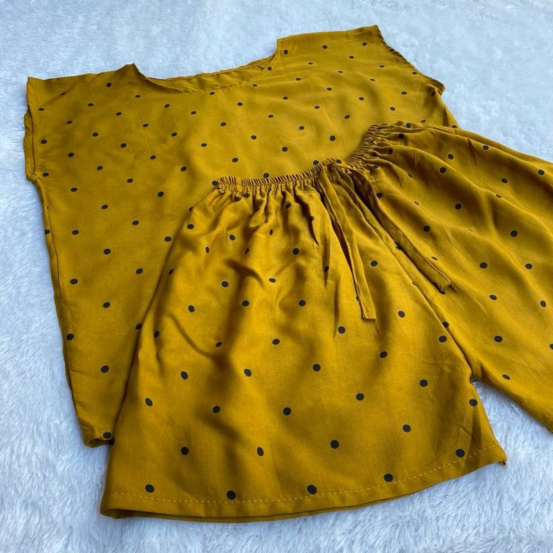 PIYAMA ONESET RAYON || MOTIF POLKADOT || PIYAMA RAYON BALI || ONE SET PENDEK