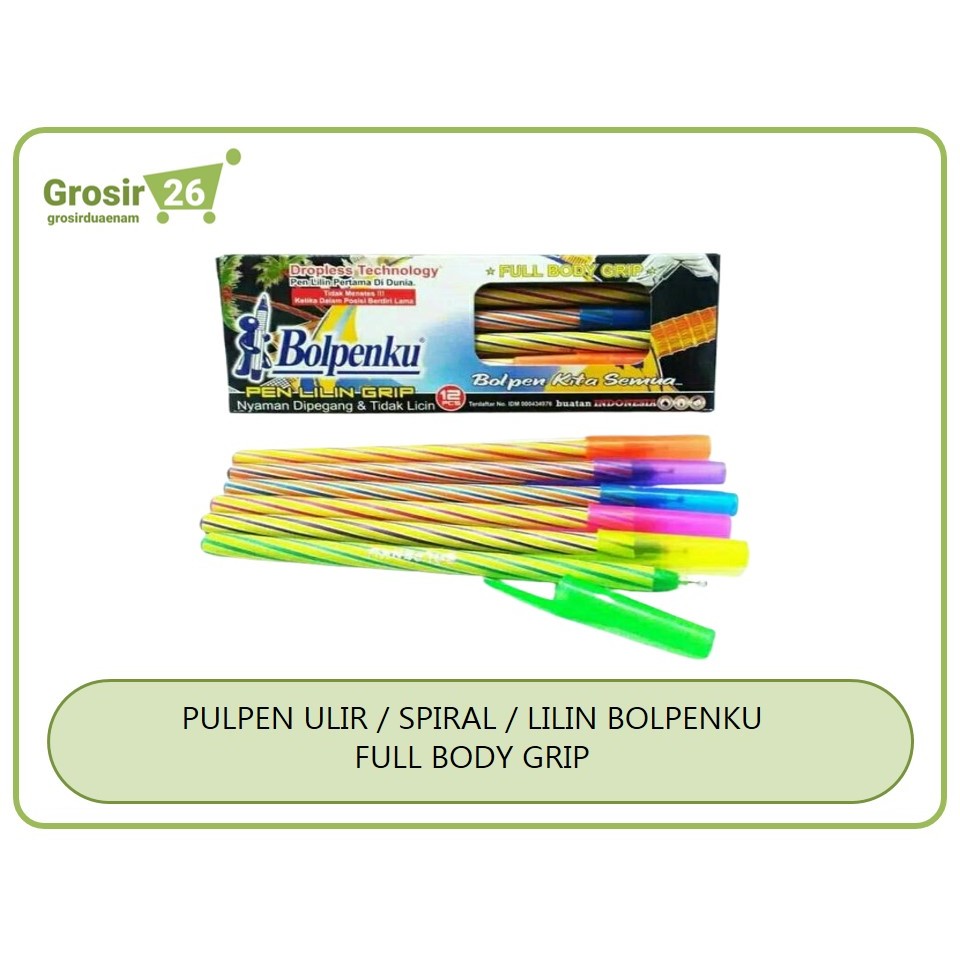 

(1 BOX) PULPEN / PENA / BOLPEN / PEN ULIR SPIRAL LILIN LIRIS WARNA BOLPENKU GRIP