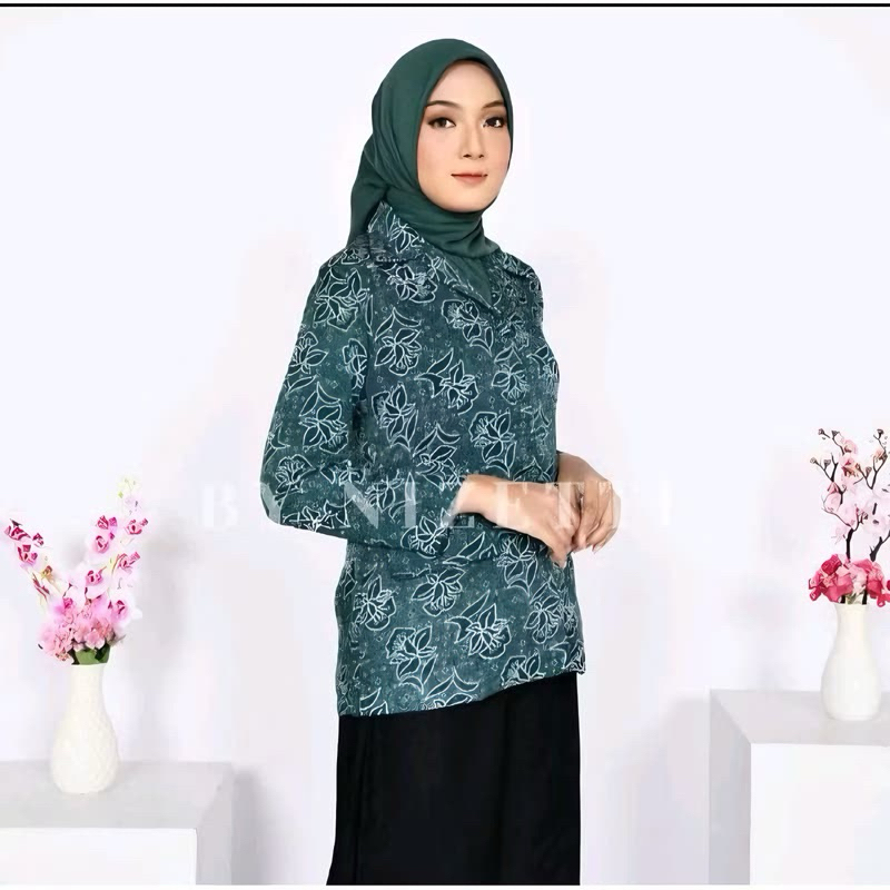 Batik PKK Seragam PKK Nasional Terbaru Atasan Wanita Warna Hijau Tosca 2025