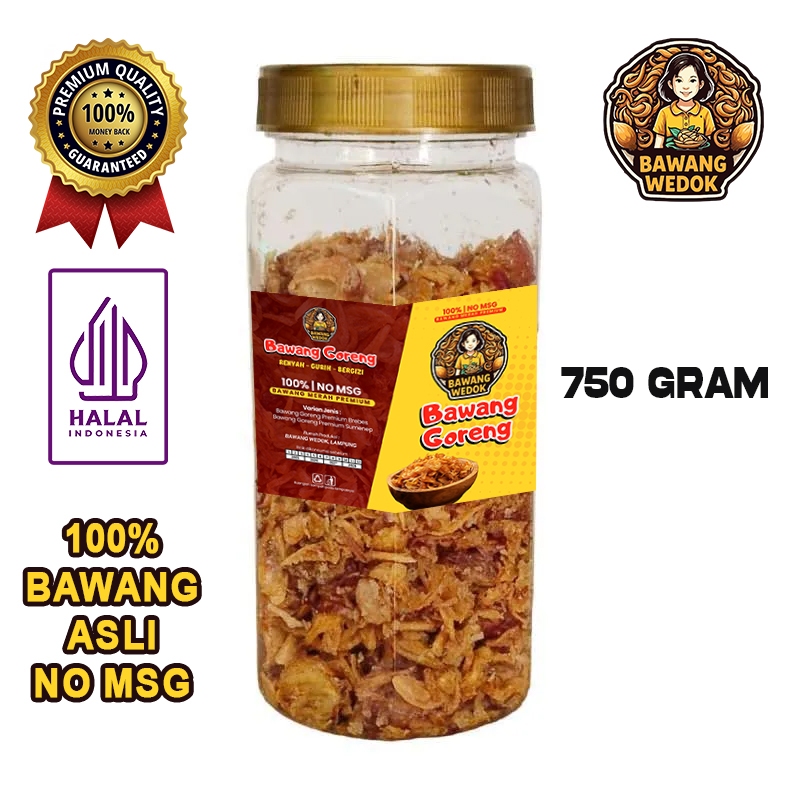 

Bawang Goreng Premium Toples 750gr Original | Bawang Brebes & Sumenep 100% Tanpa MSG by Bawang Wedok