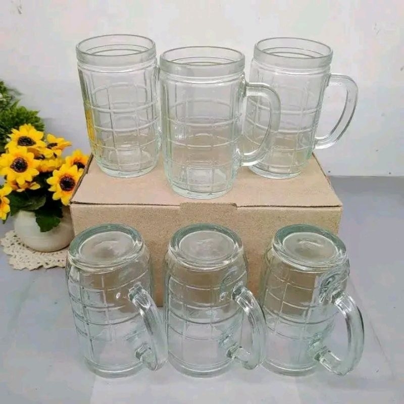 Gelas Minum Teh Kopi Kaca Garis Kotak IPX13