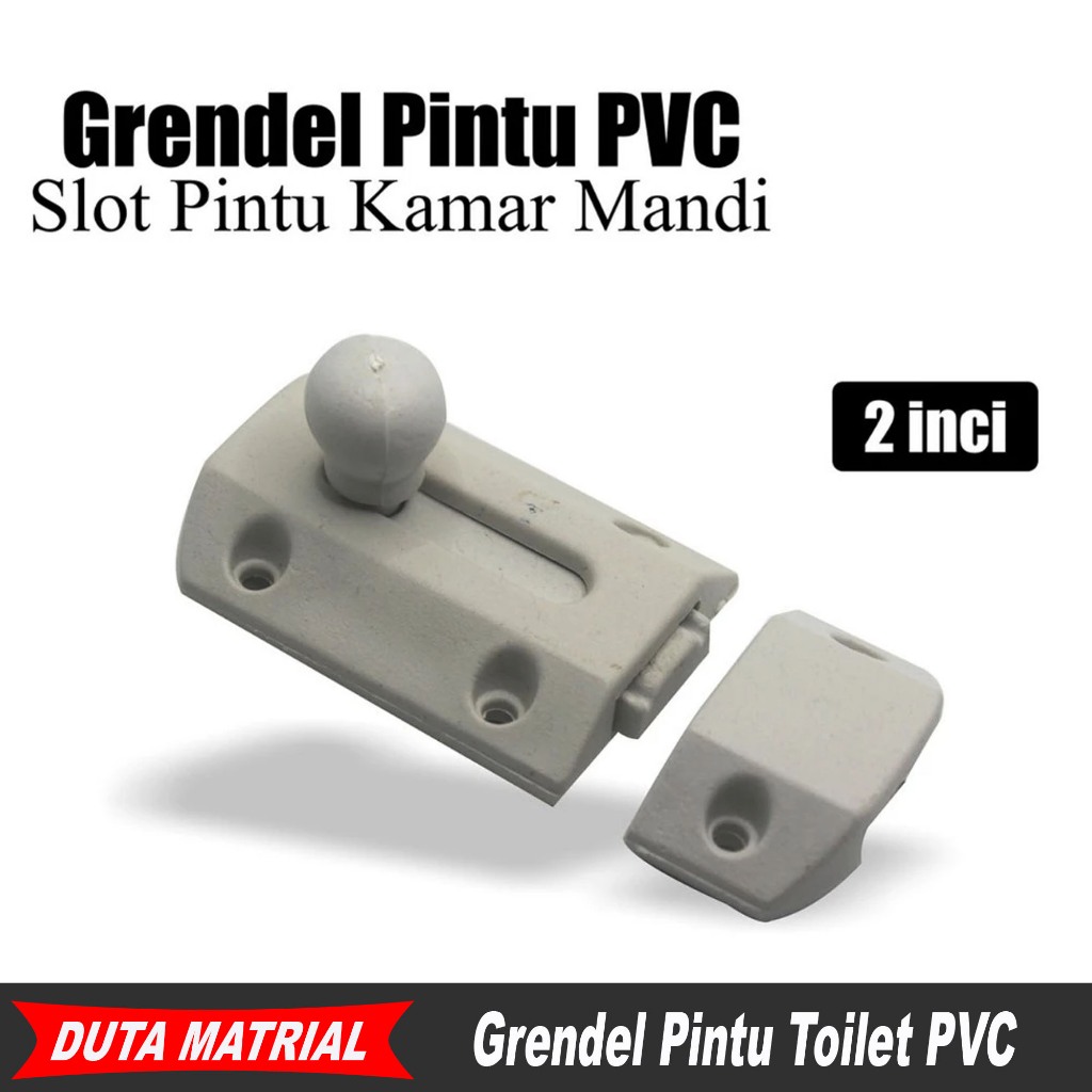 Grendel Slot Pintu Toilet Plastik PVC Putih Selot Gerendel Pintu Kamar Mandi