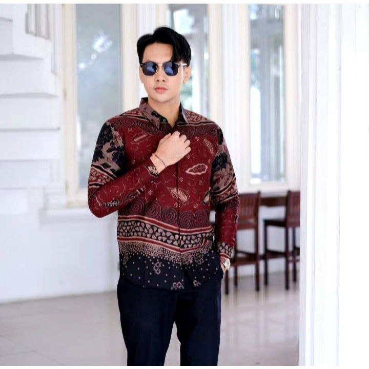 KEMEJA BATIK PRIA LENGAN PANJANG BATIK PRIA MURAH TERBARU SIZE M L XL XXL KEMEJA BATIK MOTIF