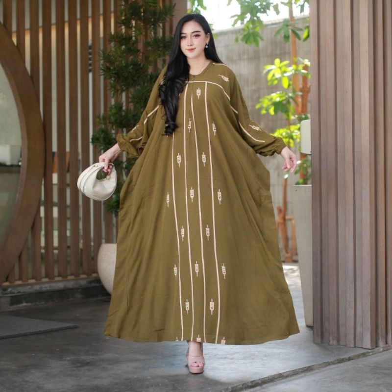 Kaftan Najwa Rayon Premium Dress Wanita Jumbo LD 170 - Gamis Kaftan Motif Najwa