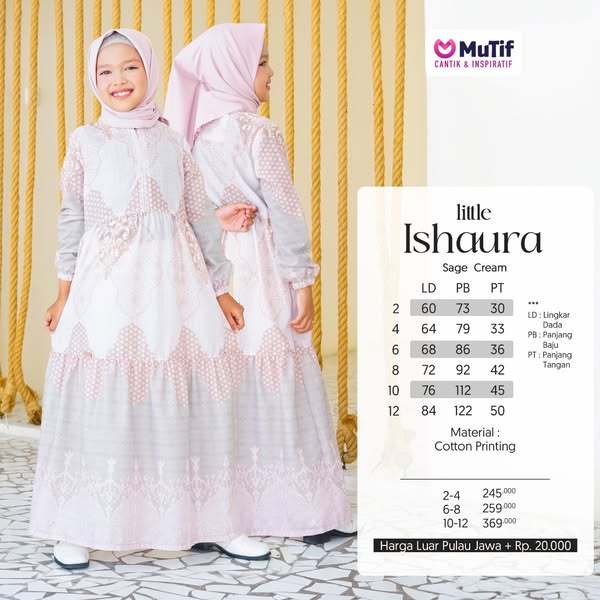 LITTLE ISHAURA BY MUTIF / GAMIS ANAK MUTIF TERBARU / GAMIS ANAK MUTIF PROMO / GAMIS ANAK KEKINIAN / 