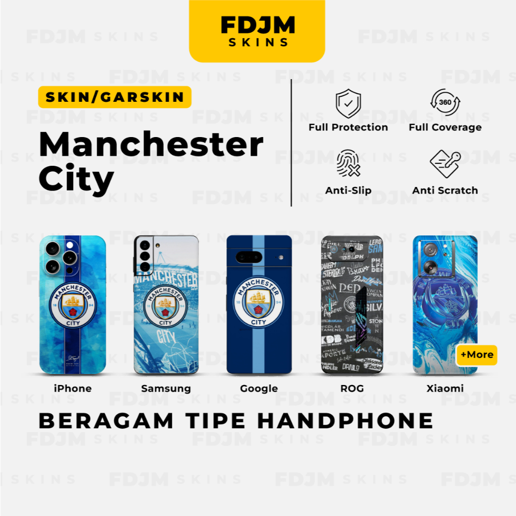 Skin/Garskin HP Manchester City *Isi 2* Not Case (iPhone Samsung Xiaomi & Lainnya)