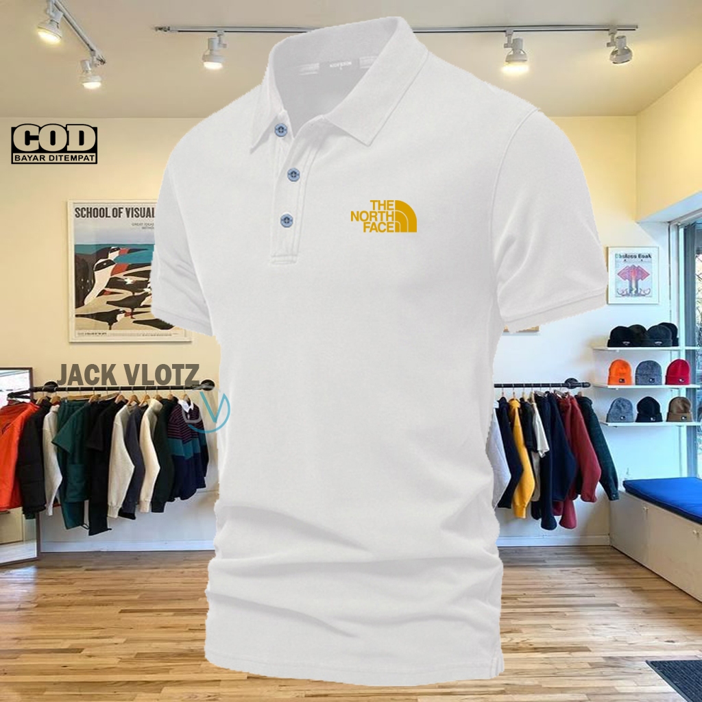 COD T-shrit POLO kerah Tnf Text Gold Kaos Kerah Dewasa Shirt / Kaos Wangki Pria Polo Unisex