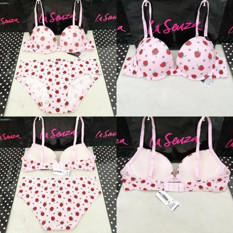 La Senza Remix Cotton Bra Push Up Level 2 100% Original Ada Tag & Label Strawberry Kiss 34C 60217118