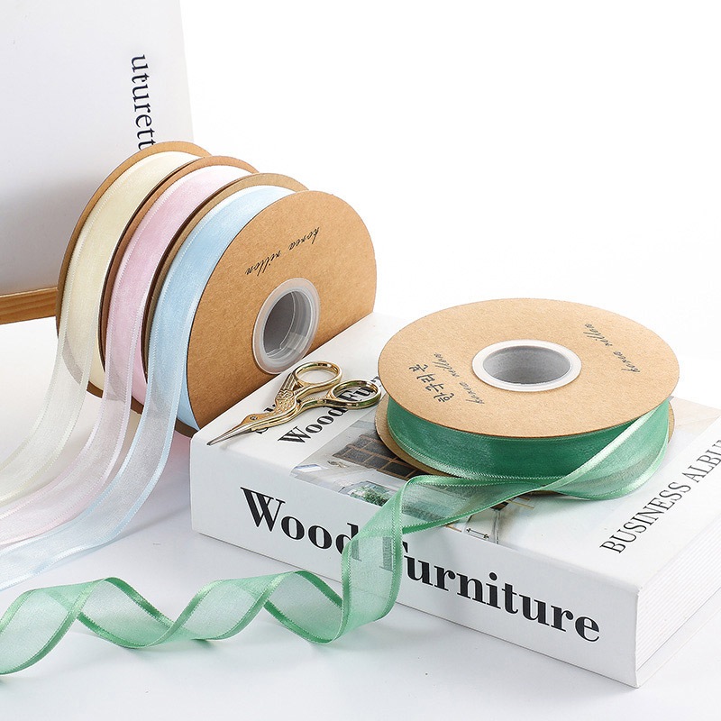 [1ROLL PITA KOREA ORGANZA LIST SATEN] Pita Semi Transparant, Pita Kado Pita Bucket Bunga, Pita Korea