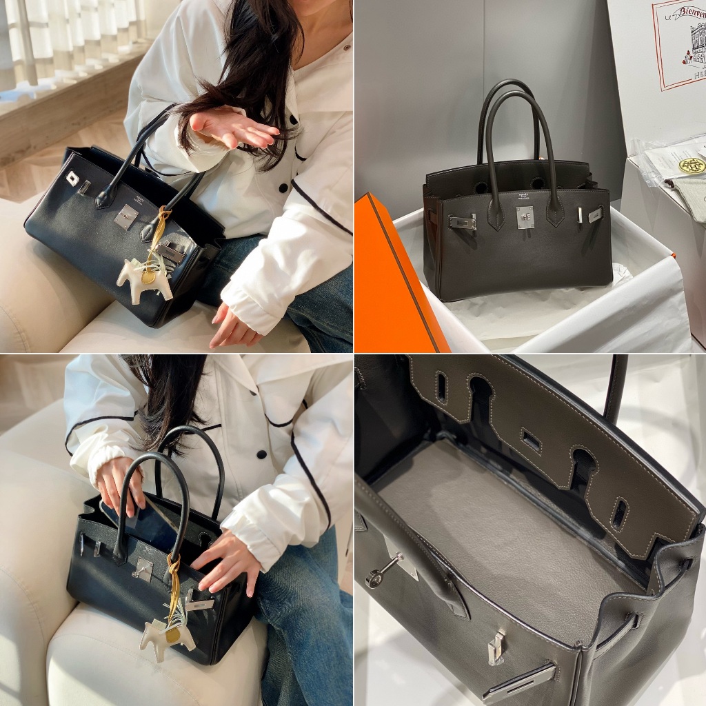 Ready stock Tas Branded Hermes Shoulder Birkin 29cm Handbag Kulit Sapi
