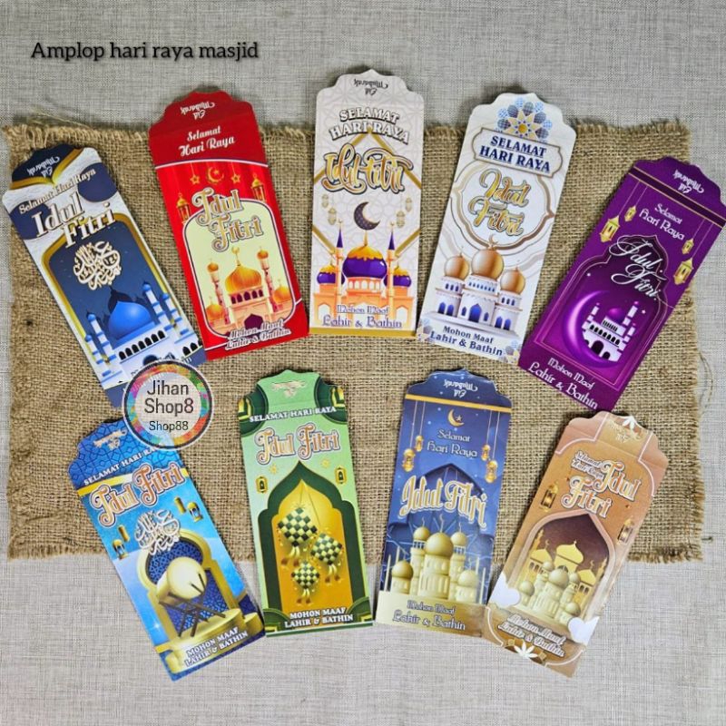 

Amplop lebaran ampau lebaran masjid DF uk besar/panjang isi 100 lembar mix 9 gambar