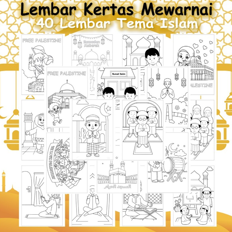 

Kertas Mewarnai 40 Lembar Tema Islam Muslim Coloring Sheet A4 A5