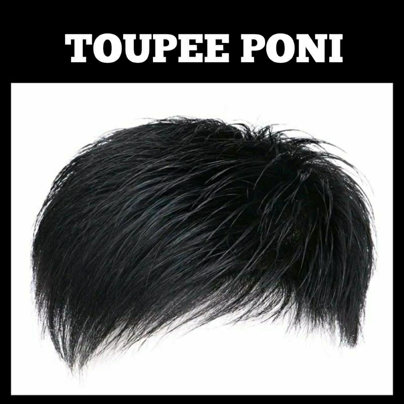Wig Toupee Poni Untuk Pria Botak Penutup Rambut Bagian Depan Lebih Panjang Penutup Botak Depan