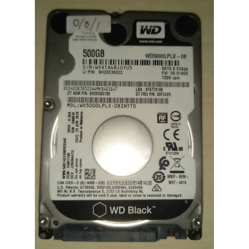 hdd laptop 500gb 7200 rpm second sentinel 100%
