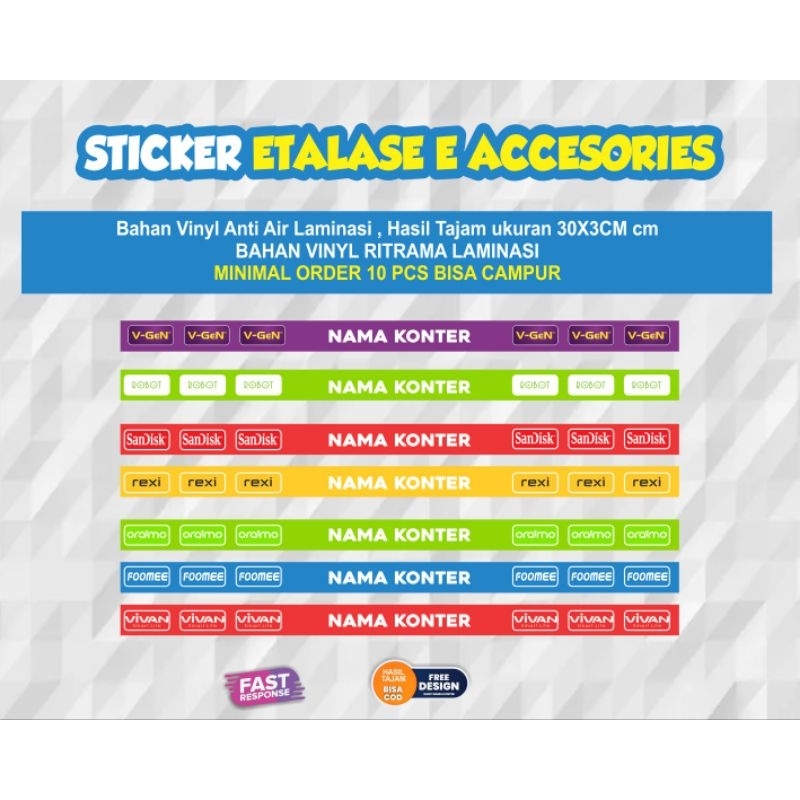 

Stiker Etalase Accessories Hp custom min order 10 pcs
