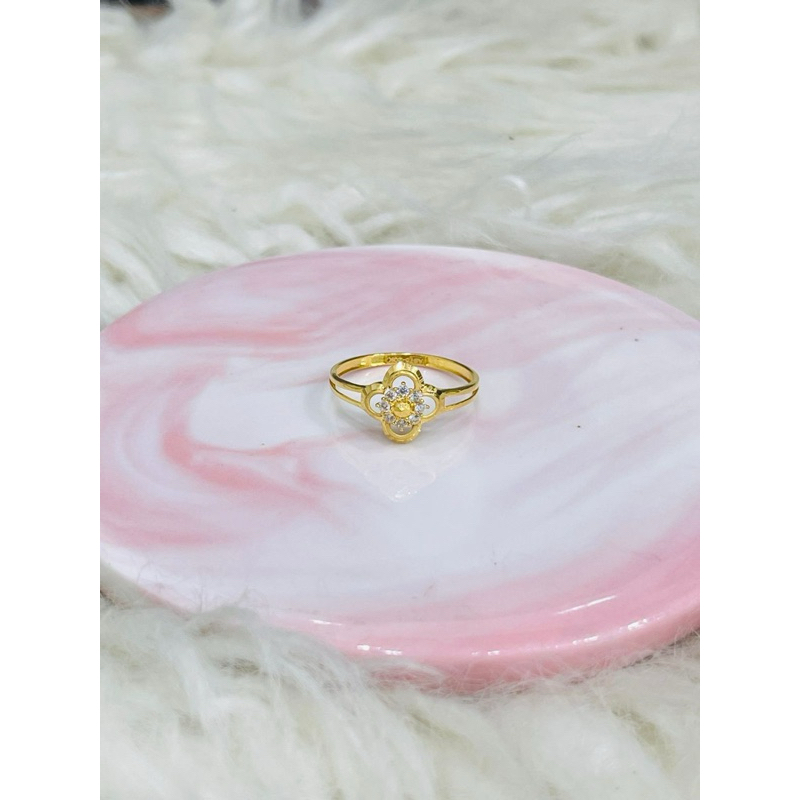 cincin clover polos AD uk 15 stngah emas asli kadar 875