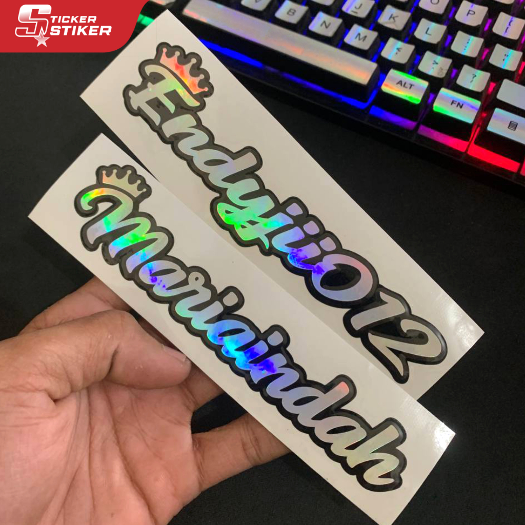 

Stiker Custom Request Nama Sendiri Sticker Nama Stiker Nama Waterproof Hologram Custom Nama Anti Air