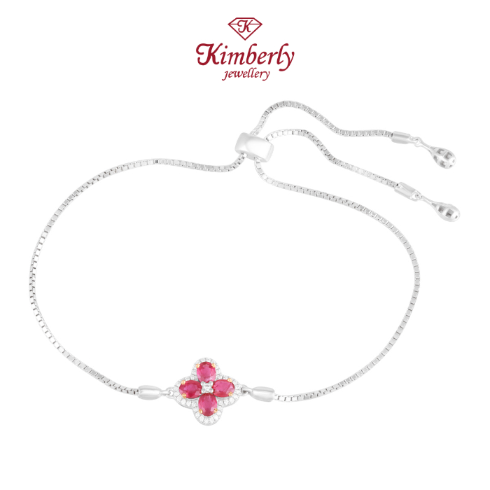 Gelang Rantai Batu Ruby Burma Model Serut KBE1204384 - Kimberly Jewellery