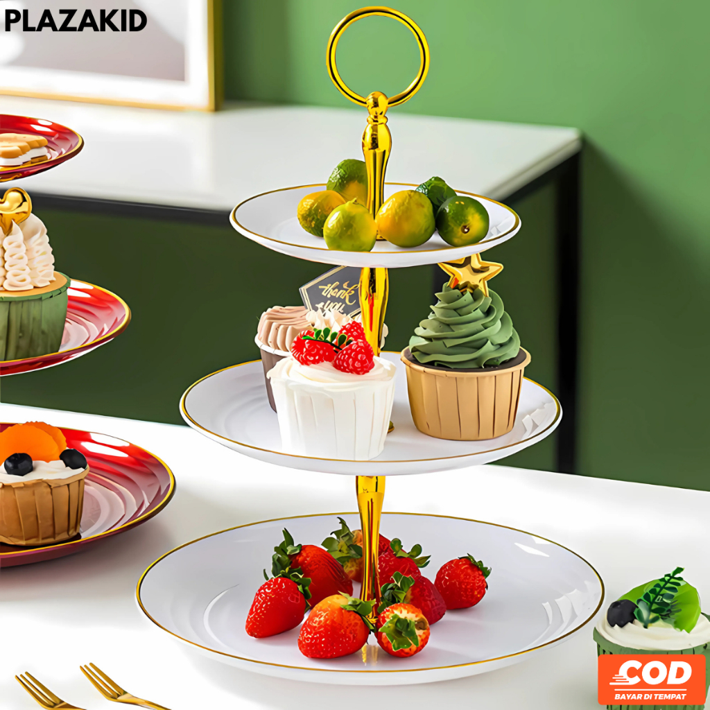 Rak Kue Susun 3 Tingkat Detachable Plate Cake Stand Display Rak Kue Susun Lebaran
