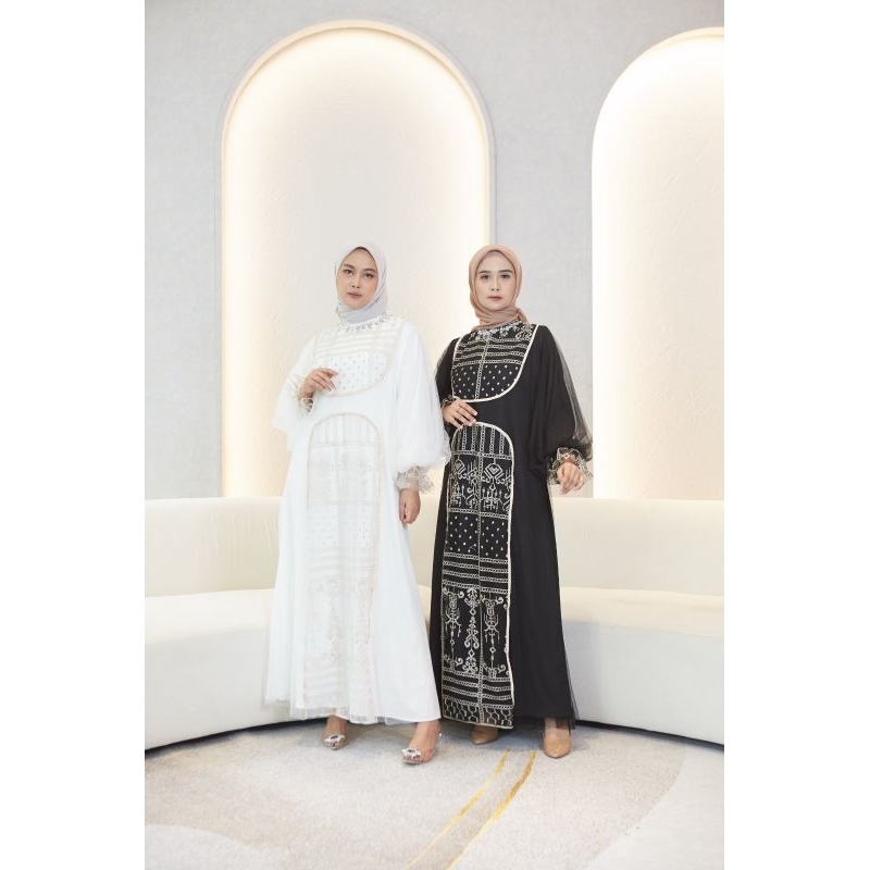 LS439 Queenstreet Zaenab Tile Embroidery Shakila Dress Premium | Dress Muslimah Gamis Wanita Abaya |