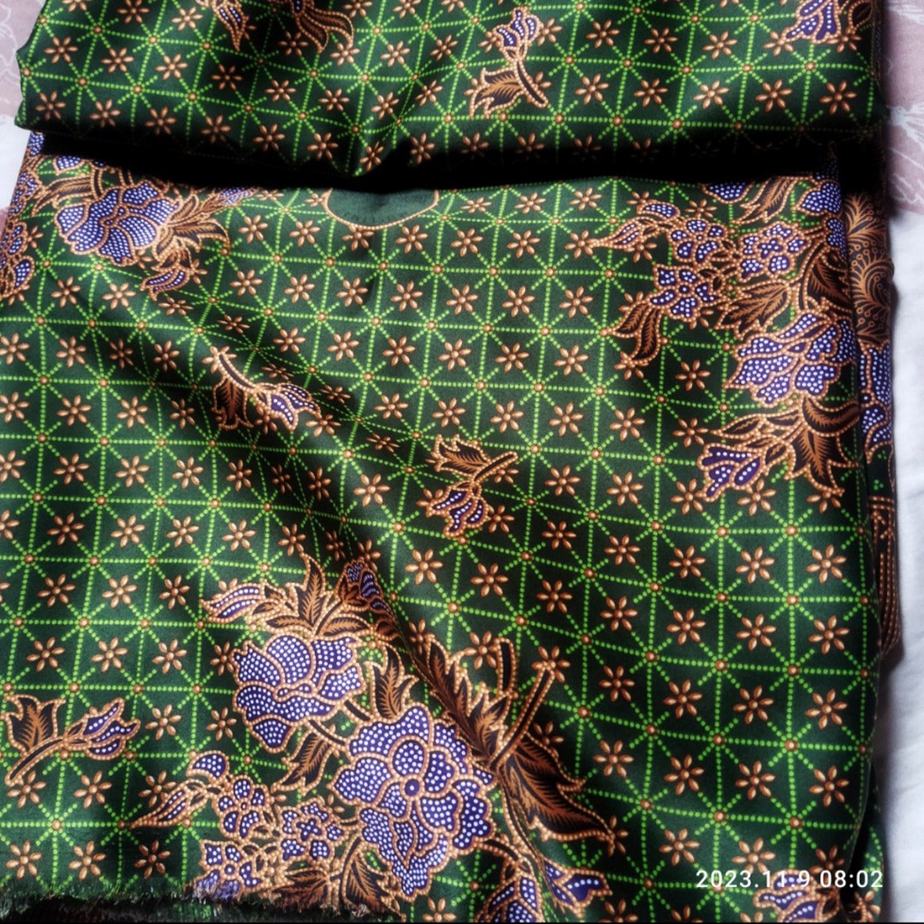 Bahan Kain Meteran Premium Untuk Baju Muslimat Nu Wanita Terbaru 2025 Batik Semi Sutra Hijau Tua Sav