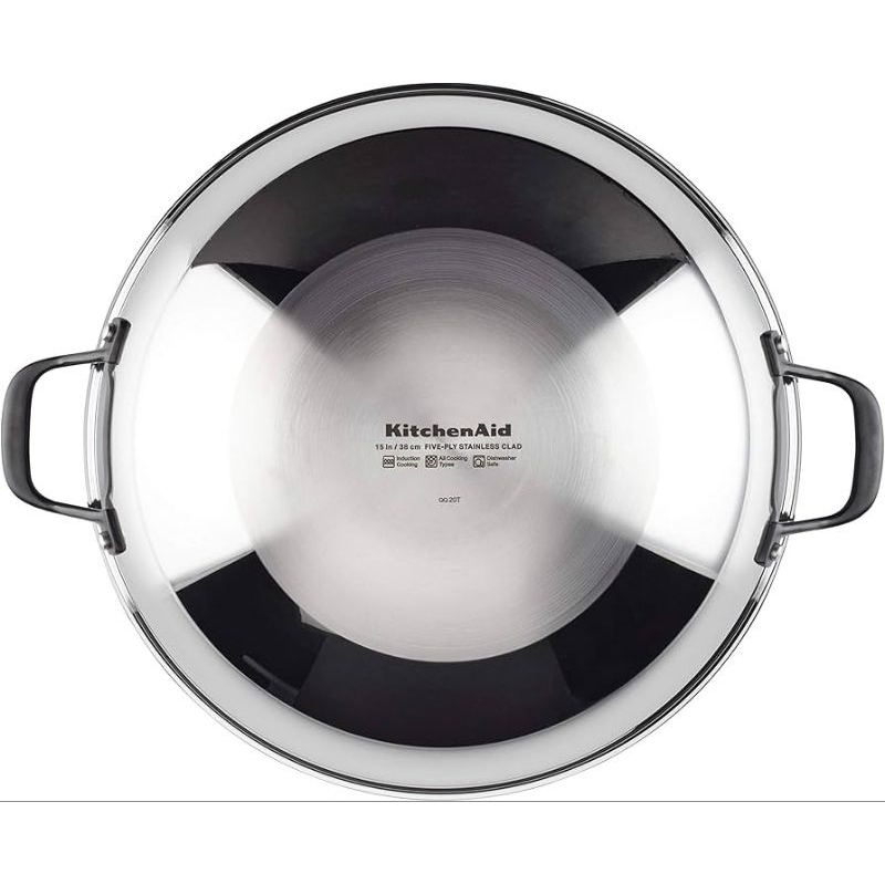 KitchenAid 5-Ply Clad Polished Stainless Steel Wok,15 Inch 
