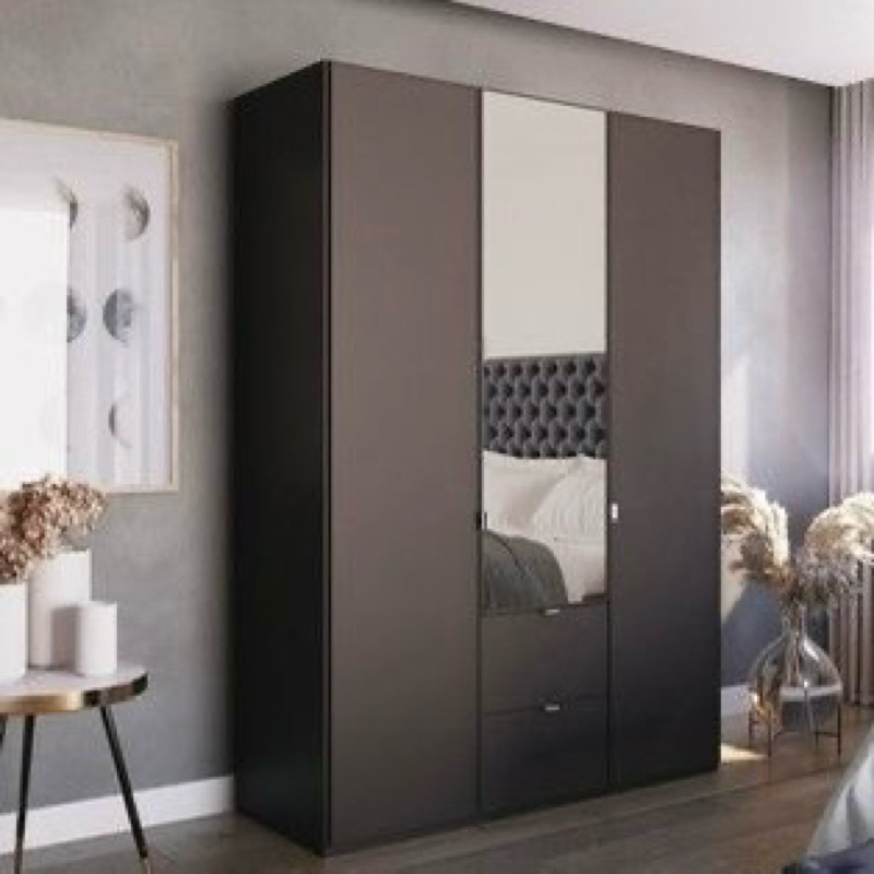 Almari 3 Pintu Minimalis Kombinasi Kaca Loka Living