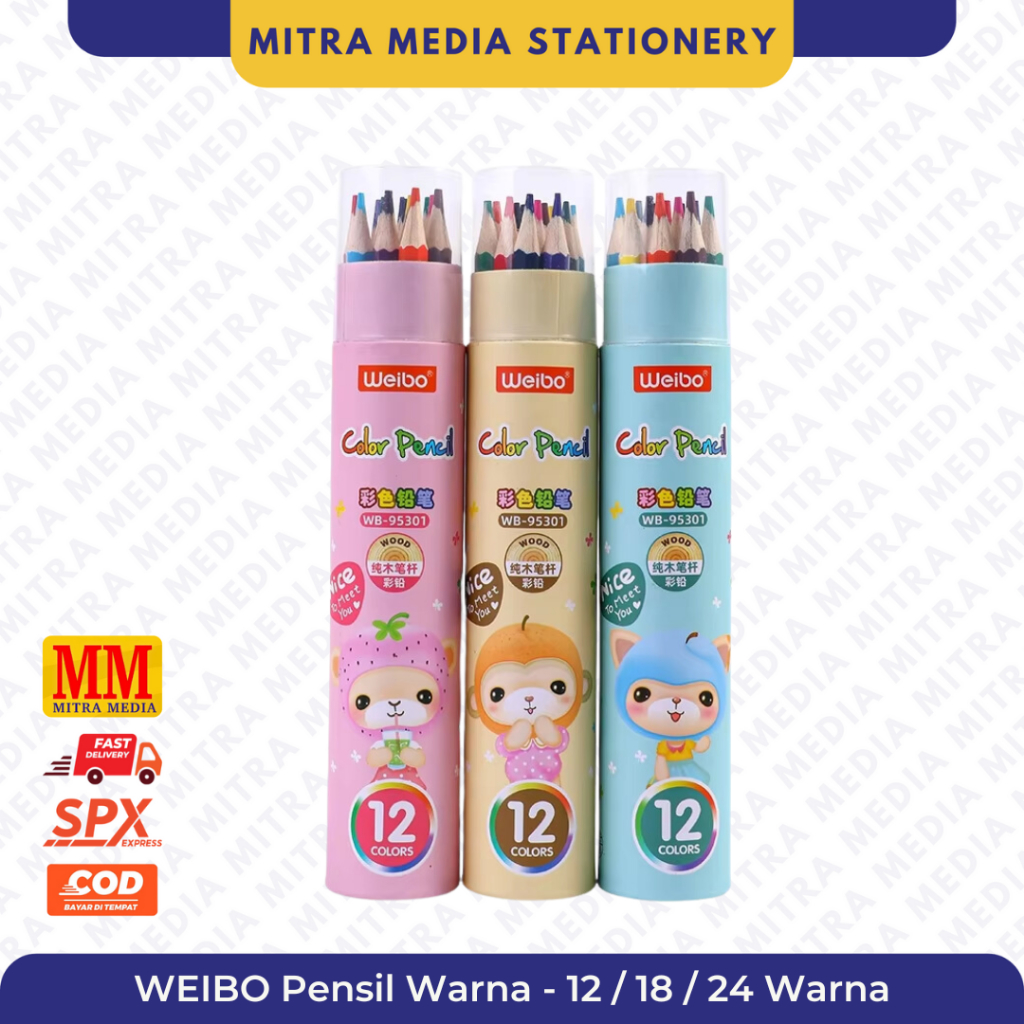 

Pensil Warna Tabung SET Lucu - 12/18/24 Warna