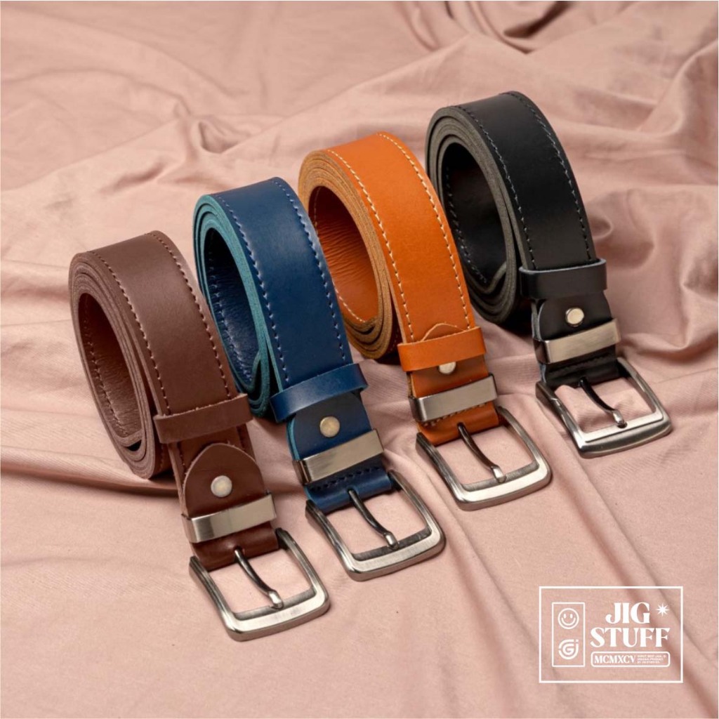 Ikat Pinggang Kulit sapi asli lebar 4 cm panjang 120 cm Gesper sabuk menbelt kotak silver