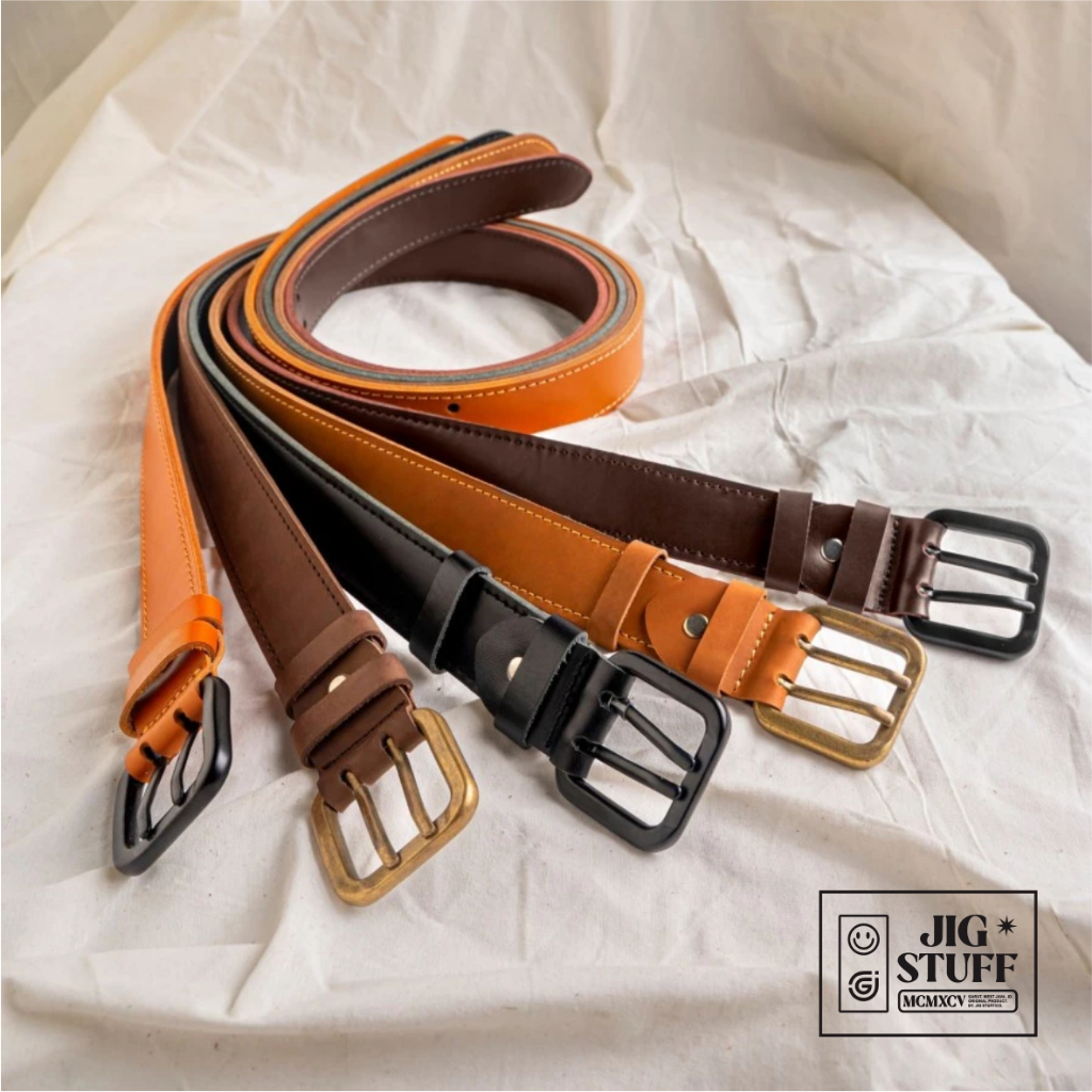 Ikat Pinggang Kulit sapi asli lebar 4 cm panjang 120 cm Gesper sabuk menbelt buckle Kotak