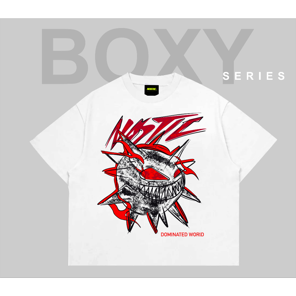 ORI NOSTIC Kaos Boxy fit Oversized T Shirt Gear Putih Pria dan Wanita